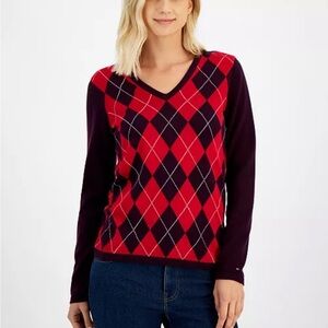 Tommy Hilfiger
Women's Cotton Argyle V-Neck Sweater